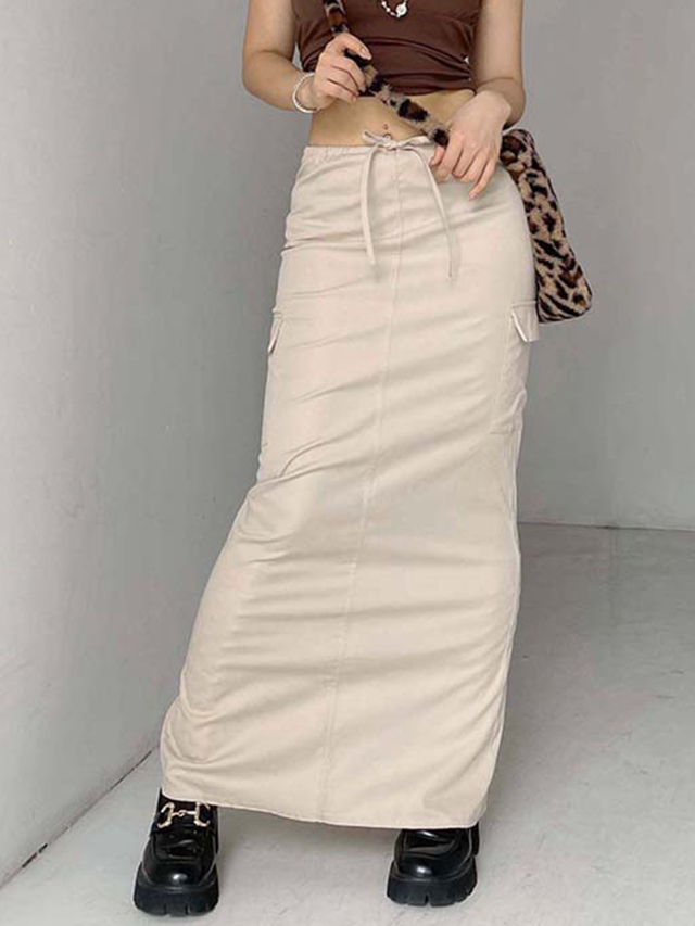 GILIPUR Женская повседневная юбка-карго с карманами и завязками на талии MH004