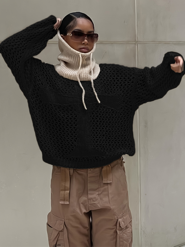 GILIPUR женские готические трикотажные пуловеры, свитера, прозрачные топы, TL216